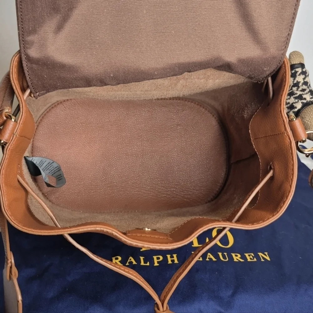 Lauren Ralph Lauren Leather Drawstring Bucket Bag - Picture 13 of 17